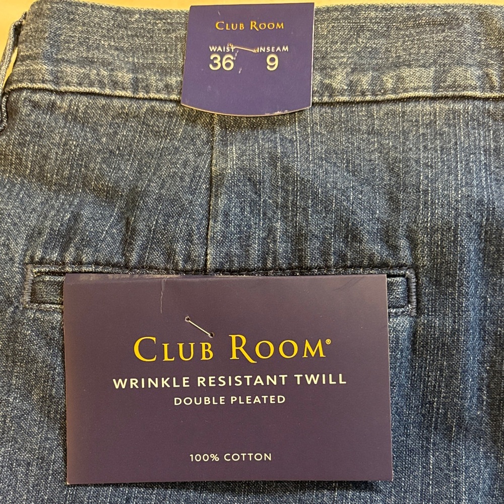 Club Room Dark Blue Jean Shorts Wrinkle Resistant Sz 36 - Picture 6 of 8